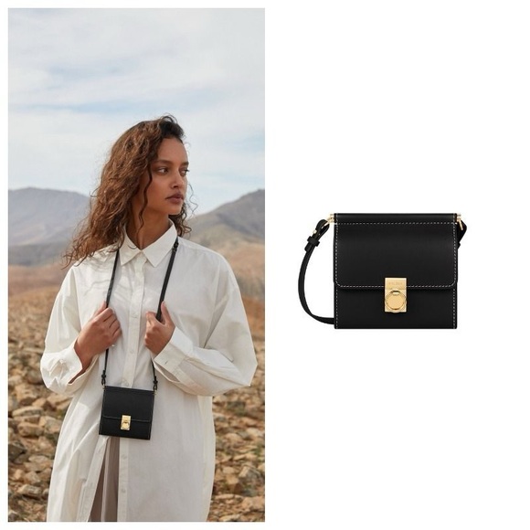 Polene Numéro Sept Crossbody Wallet BANDOULIERE NOIR LISSE - Picture 3 of 12